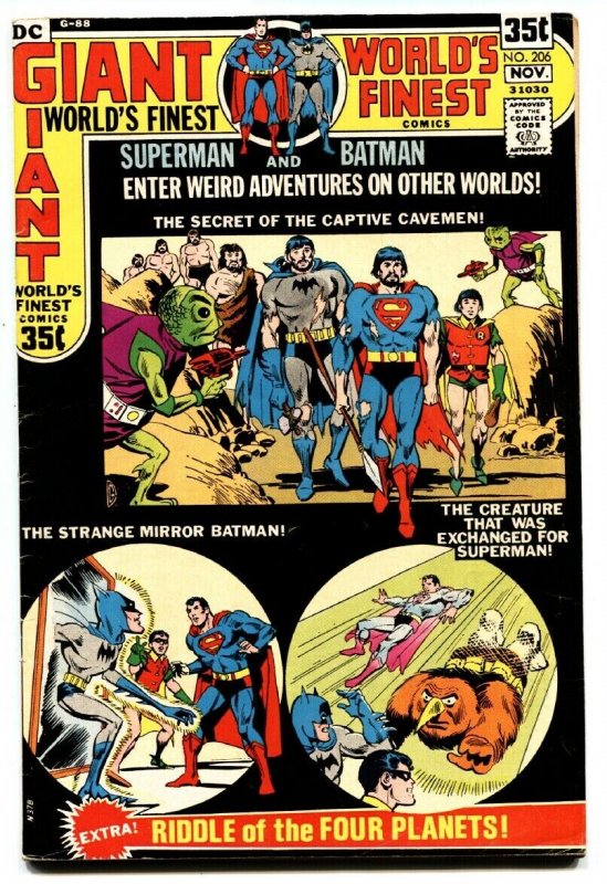 Worlds Finest #206 (DC Comics, 1971), raw, ungraded comic book — front cover