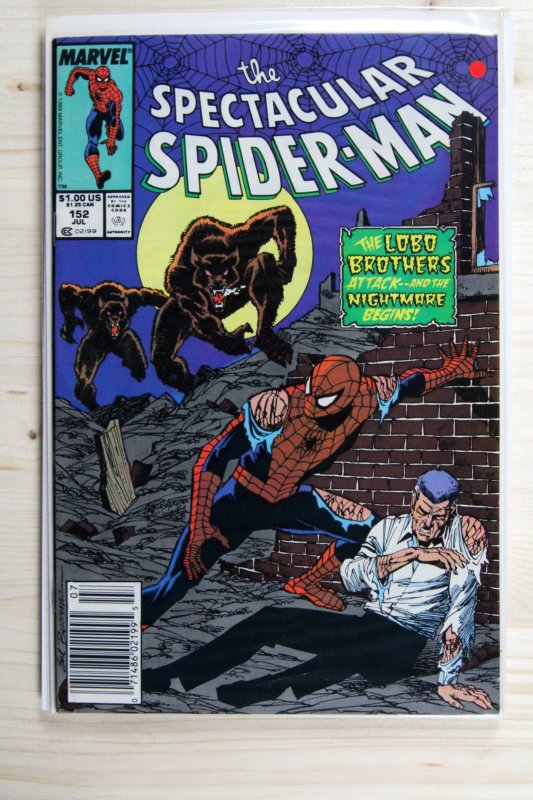 The Spectacular Spider-Man #152 (Marvel Comics, 1989), raw comic book in VF/NM 9.0 condition — front cover