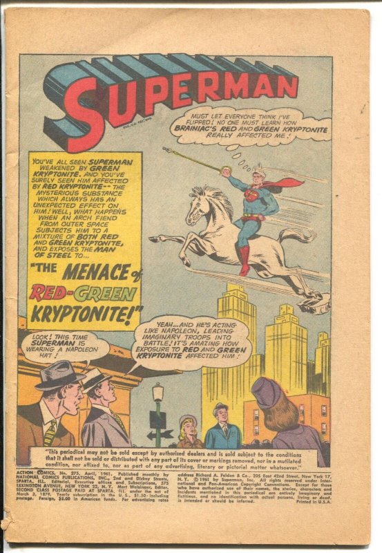 Action #275-1961-Superman-P (DC Comics), raw, ungraded comic book — front cover
