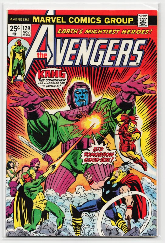The Avengers #129 (Marvel Comics, 1974), raw, ungraded comic book — front cover