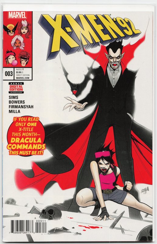 X-Men '92 #3 (Marvel Comics, 2016), raw, ungraded comic book — front cover