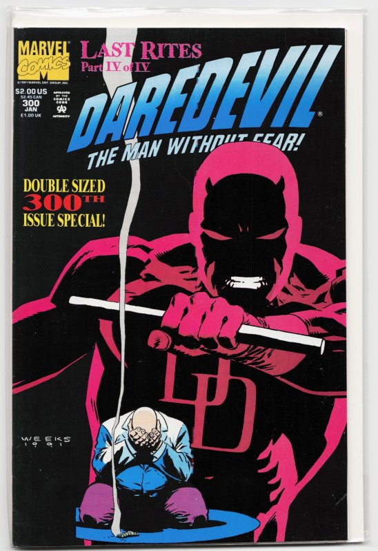 Daredevil #300 (Marvel Comics, 1991), raw, ungraded comic book — front cover