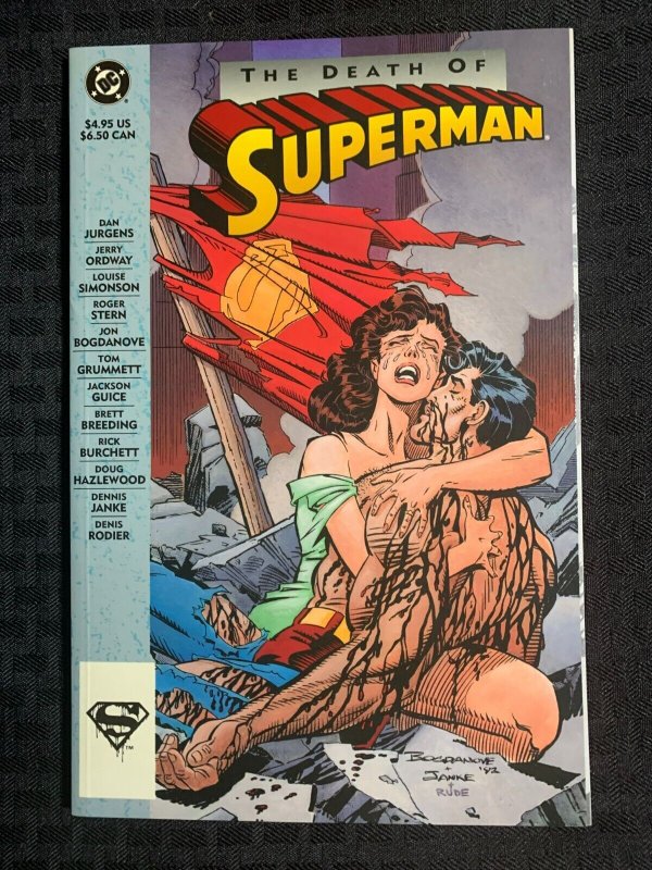 1993 THE Death OF Superman by Dan Jurgens SC FVF 7.0 1st DC Comics (DC Comics, 1993), raw comic book in 7.0 condition — front cover
