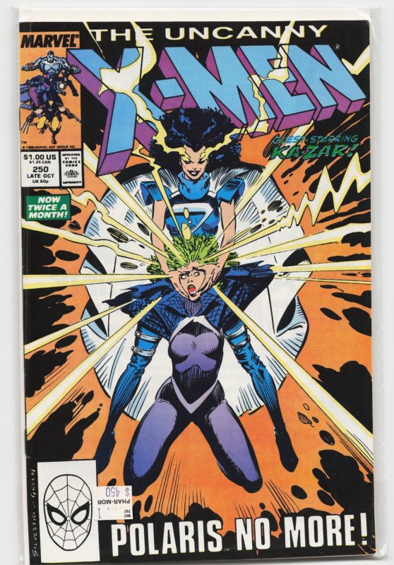 The Uncanny X-Men #250 (Marvel Comics, 1989), raw, ungraded comic book — front cover