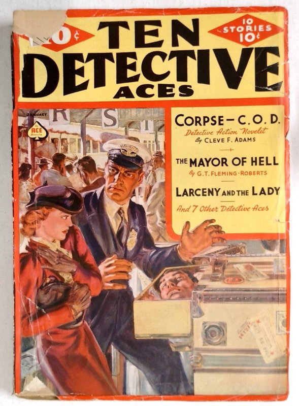 Ten Detective Aces -Jan 1939-Woman Discovers Dismembered Head in Drawer-Norman S (1939), raw, ungraded comic book — front cover