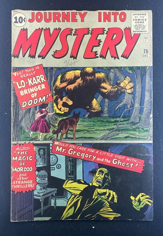 Journey into Mystery #75 (Marvel Comics, 1952), raw comic book in VG 4.0 condition — front cover