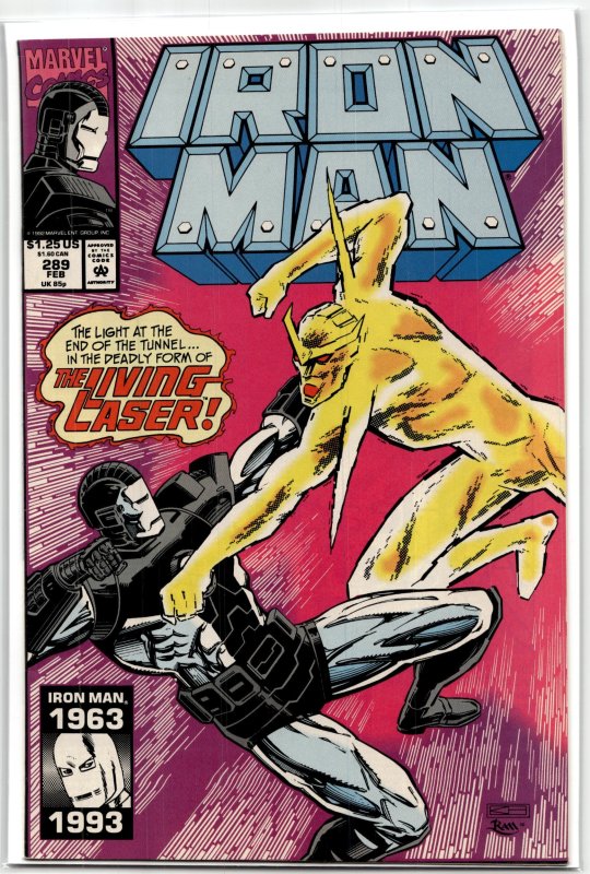 Iron Man #289 (Marvel Comics, 1993), raw, ungraded comic book — front cover