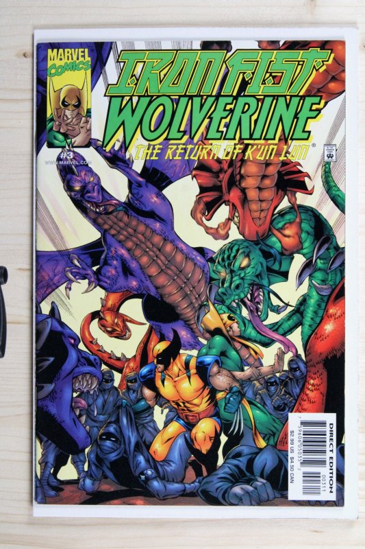 Iron Fist / Wolverine #3 (Marvel Comics, 2001), raw comic book in NM- 9.2 condition — front cover