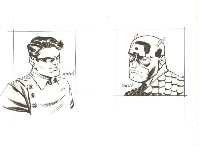 Captain America and Bucky - Sold as a Pair - Signed art by Dave Johnson, raw, ungraded comic book — front cover