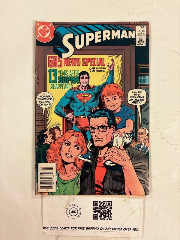 Superman #404 (DC Comics), raw comic book in VF condition — front cover