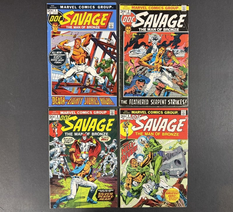 Doc Savage (1972) Fn/vf #1-5, #7-8 Plus Giant Size #1 Lot of 8 Marvel Comics (Marvel Comics, 1972), raw comic book in FN/VF condition — front cover