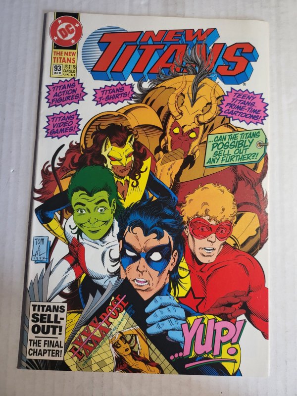 The New Titans #93 (DC Comics, 1992), raw, ungraded comic book — front cover