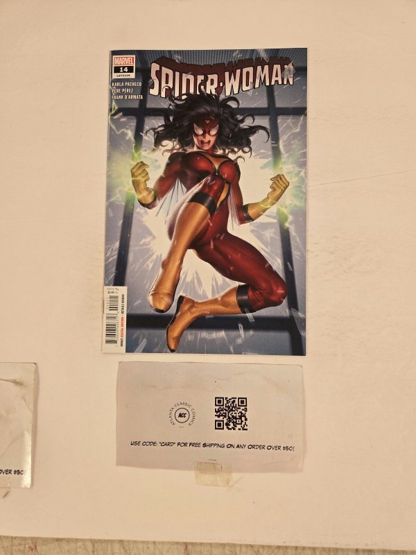 Spider-Woman #14 (Marvel Comics), raw comic book in NM condition — front cover