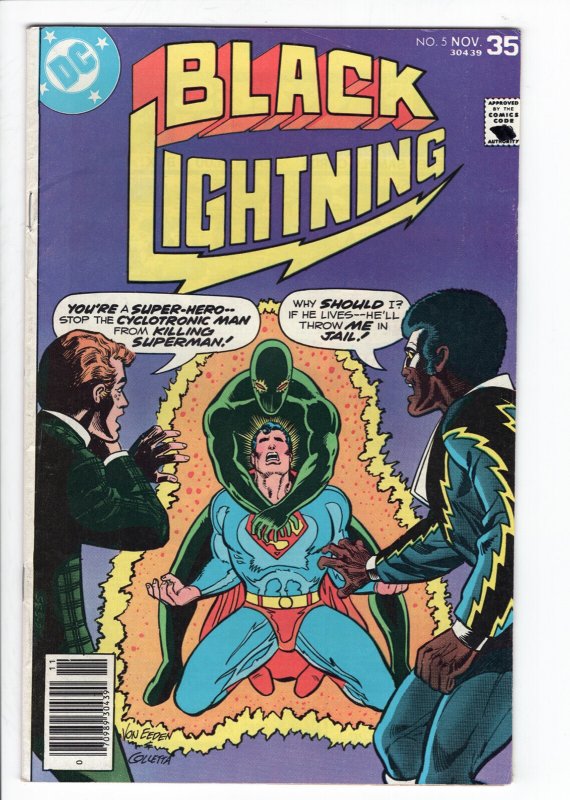 Black Lightning #5 - 3.0 - OW-W. - Superman Cover (DC Comics), raw comic book in 3.0 condition — front cover