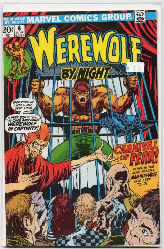 Werewolf by Night #6 (Marvel Comics, 1973), raw, ungraded comic book — front cover