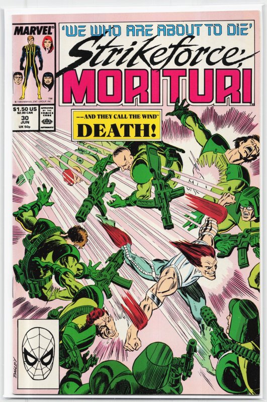 Strikeforce: Morituri #30 (Marvel Comics, 1989), raw, ungraded comic book — front cover
