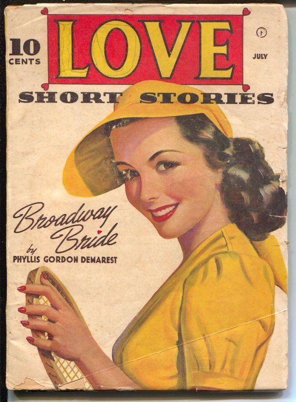 Pulp: Love Short Stories 7/1942-pin-up Girl with Tennis Racket-spicy Pulp Th..., raw, ungraded comic book — front cover