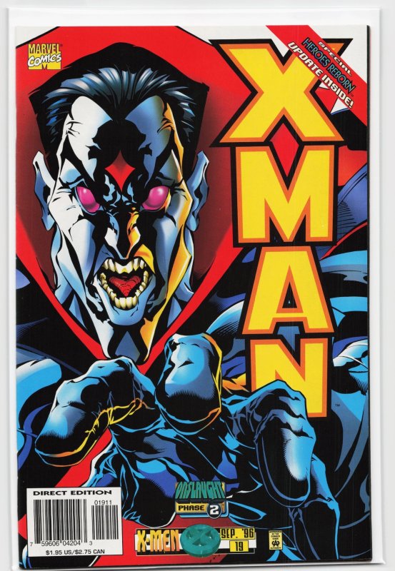 X-Man #19 (Marvel Comics, 1996), raw, ungraded comic book — front cover