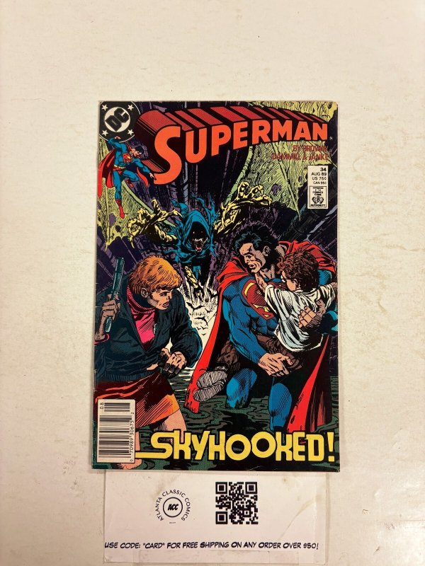 Superman #34 (DC Comics), raw comic book in FN condition — front cover