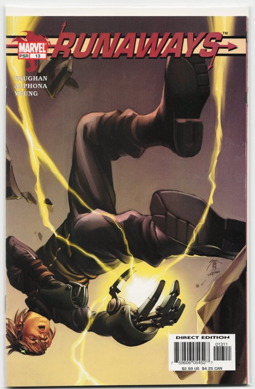 Runaways #13 (Marvel Comics, 2004), raw, ungraded comic book — front cover