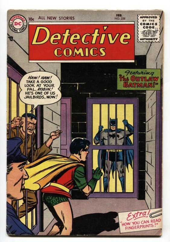 Detective #228 (DC Comics, 1956), raw comic book in VG condition — front cover