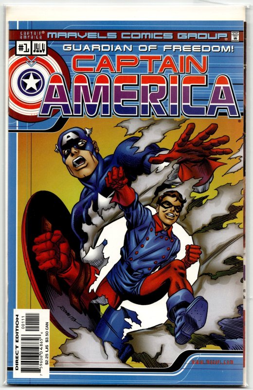 Marvels Comics: Captain America #1 (Marvel Comics, 2000), raw, ungraded comic book — front cover