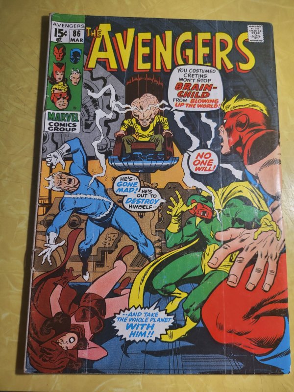 The Avengers #86 (Marvel Comics, 1971), raw, ungraded comic book — front cover