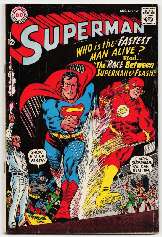 Superman #199 (DC Comics, 1967), raw, ungraded comic book — front cover