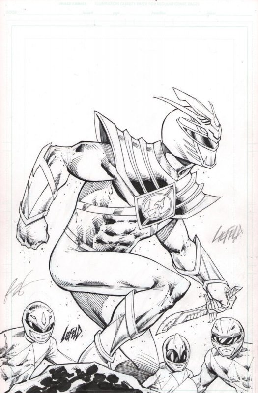 Power Rangers Team Shot - Signed Three Times - Art by Rob Liefeld, raw, ungraded comic book — front cover