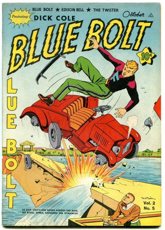 Blue Bolt V.2 #5 (1942), raw comic book in VF- condition — front cover