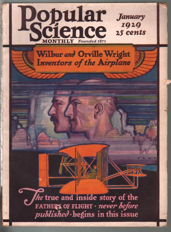 Popular Science 1/1929-Wright Brother-Graf Zeppelin-key Issue-VG (Popular Science Publishing), raw comic book in VG condition — front cover
