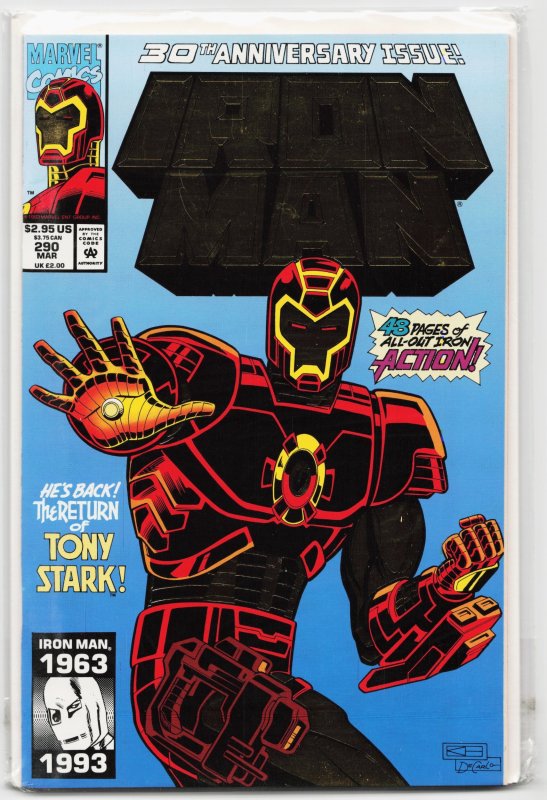 Iron Man #290 (Marvel Comics, 1993), raw, ungraded comic book — front cover