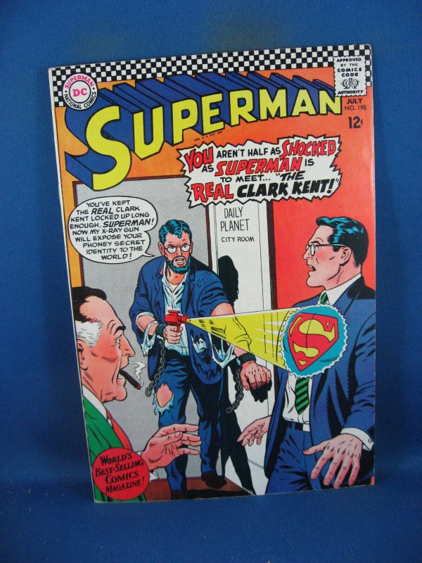 Superman #198 (DC Comics, 1967), raw comic book in VF condition — front cover