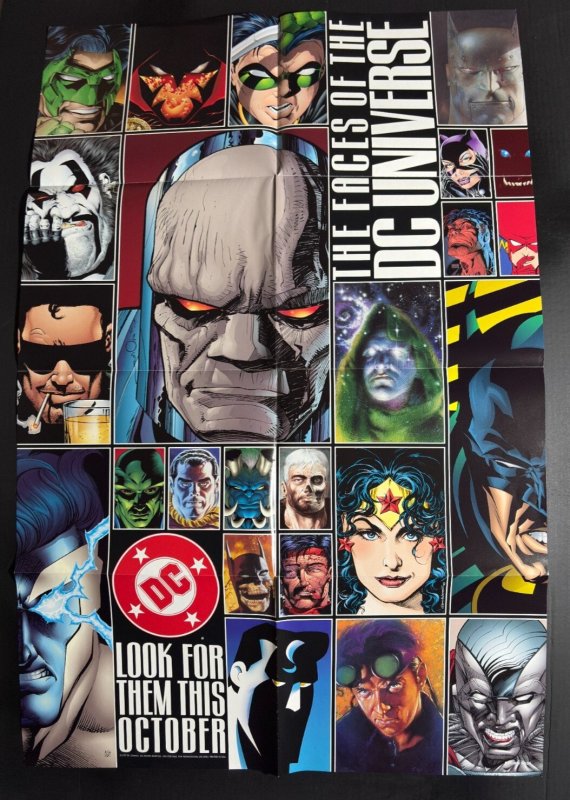 1997 Faces OF THE DC Universe 22x34" Promo Poster FVF 7.0 Batman Superman (DC Comics, 1997), raw comic book in 7.0 condition — front cover