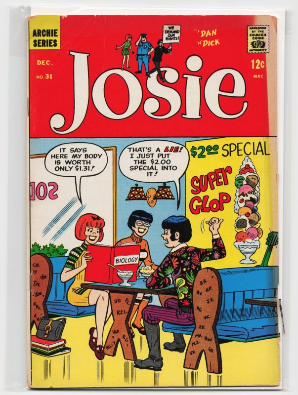 Josie #31 (Archie Comics, 1967), raw, ungraded comic book — front cover