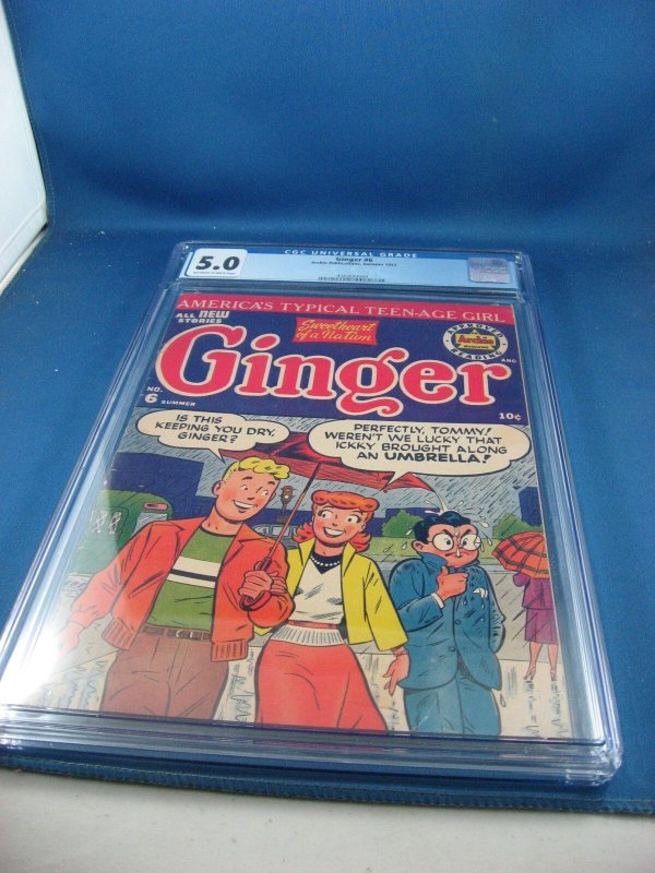 Archie Ginger #6 (1953), CGC 5.0 graded comic book, Universal Blue label — front cover in its holder