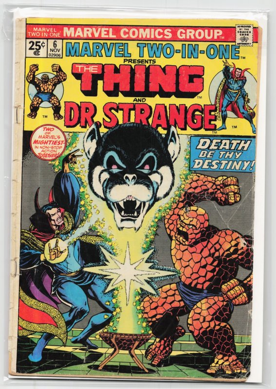 Marvel Two-in-One #6 (Marvel Comics, 1974), raw, ungraded comic book — front cover