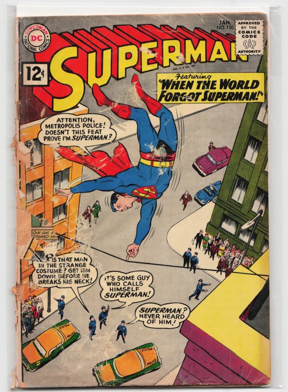 Superman #150 (DC Comics, 1962), raw, ungraded comic book — front cover