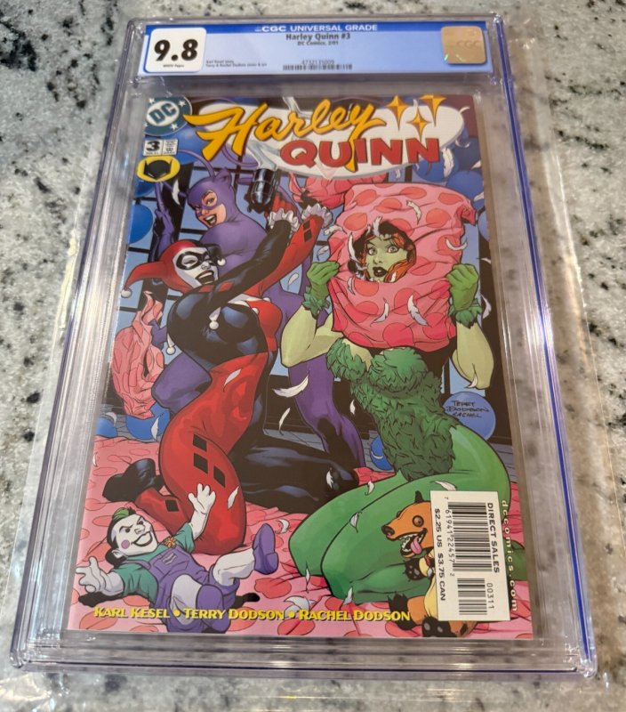 Harley Quinn #3 (DC Comics, 2001), CGC 9.8 graded comic book, Universal Blue label — front cover in its holder