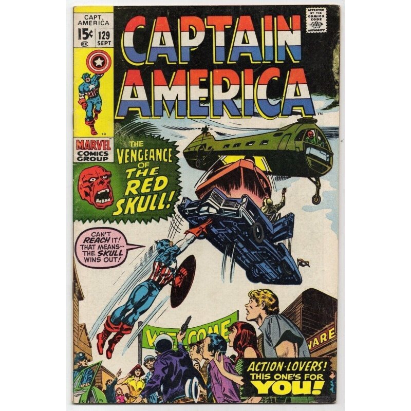 Captain America #129 (Marvel Comics, 1970), raw comic book in VG 4.0 condition — front cover