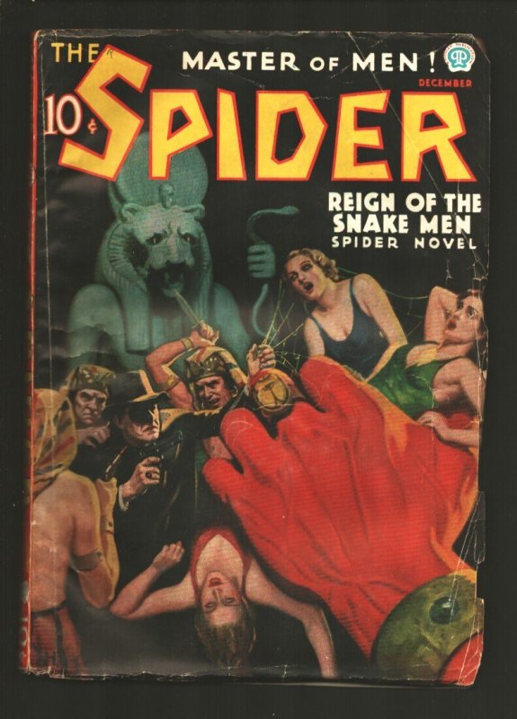 Spider 12/1936-Popular-"Reign of the Snake Men"-Weird Menace Cover -J. Flemin..., raw, ungraded comic book — front cover