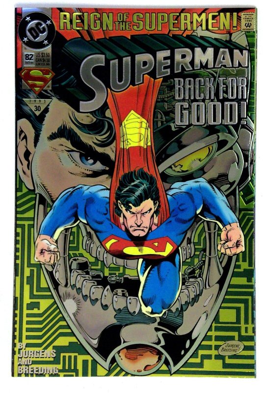 Superman #82 (DC Comics, 1993), raw comic book in VF/NM condition — front cover