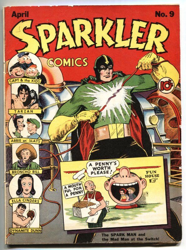 Sparkler #9 (1942), raw, ungraded comic book — front cover