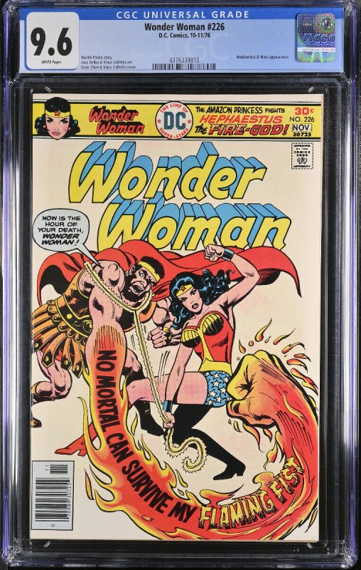 Wonder Woman #226 (DC Comics), CGC 9.6 graded comic book, Universal Blue label — front cover in its holder