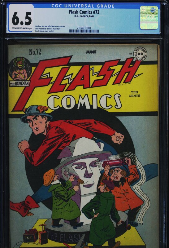Flash Comics #72 (DC Comics), CGC 6.5 graded comic book, Universal Blue label — front cover in its holder