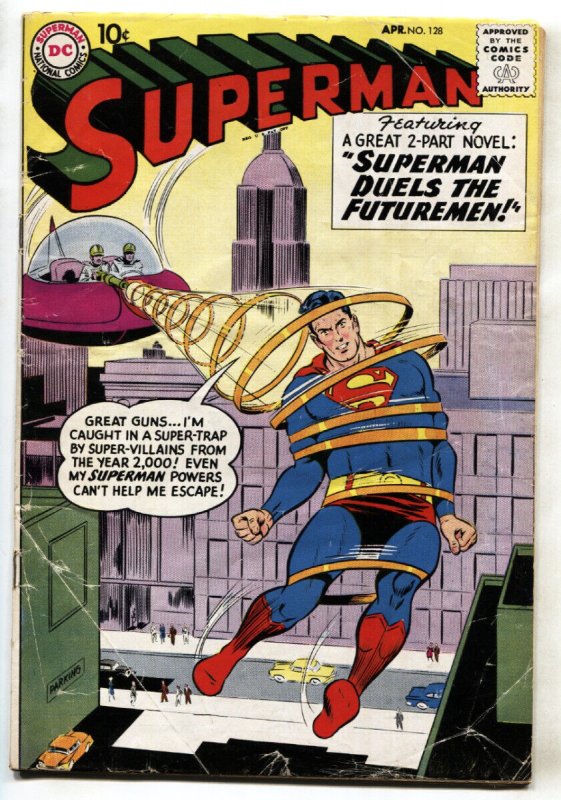 Superman #128 (DC Comics, 1959), raw comic book in VG condition — front cover