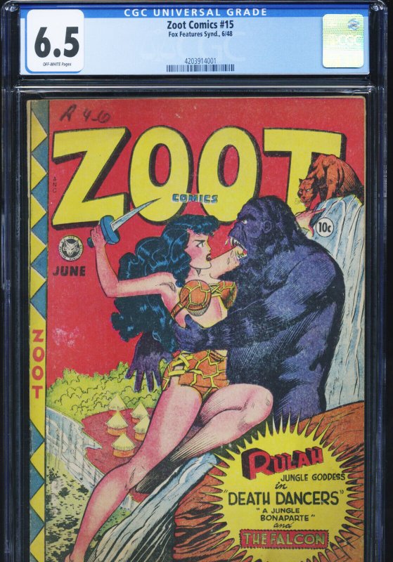 Zoot Comics #15, CGC 6.5 graded comic book, Universal Blue label — front cover in its holder