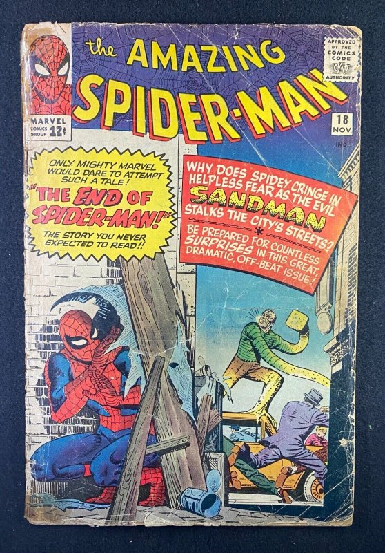 Amazing Spider-Man #18 (Marvel Comics, 1963), raw comic book in FR 1.0 condition — front cover