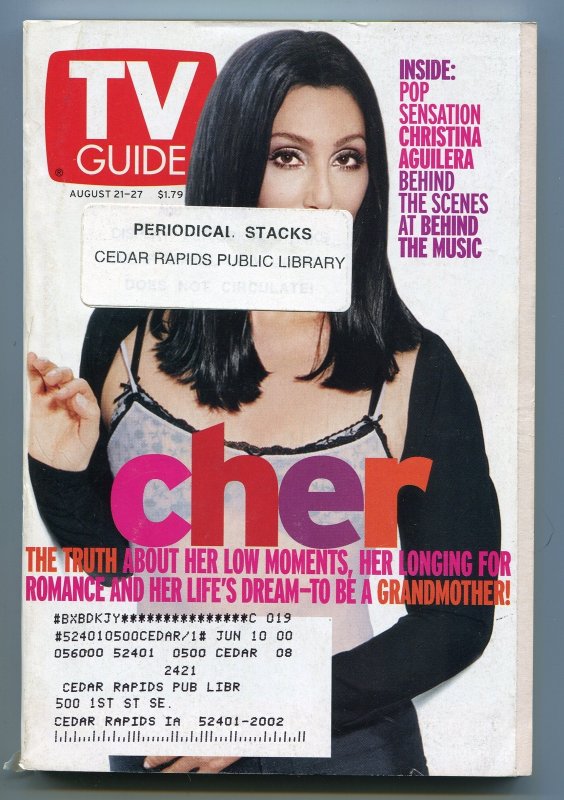 MAG: TV Guide-Cher-Iowa Edition-August 1999-VG (1999), raw comic book in VG condition — front cover