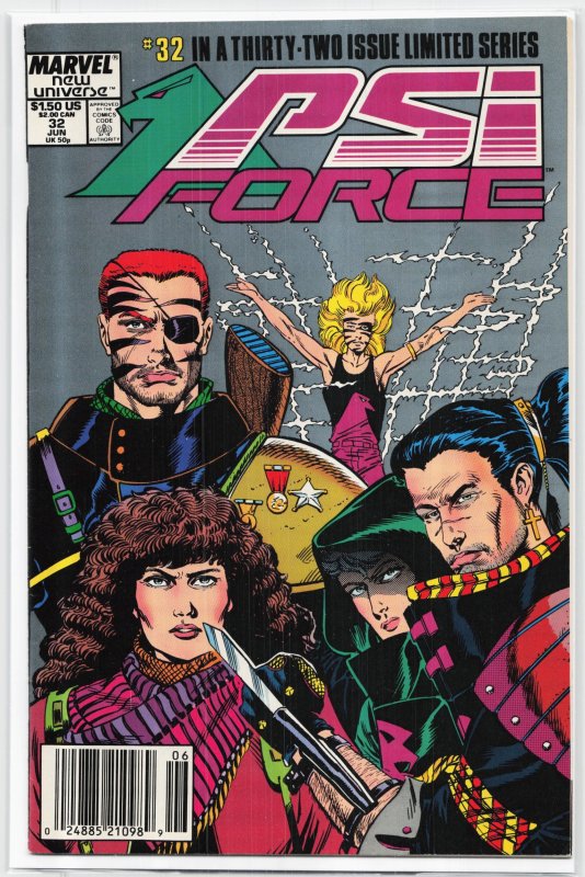 Psi-Force #32 (Marvel Comics, 1989), raw, ungraded comic book — front cover